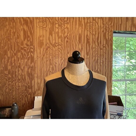 Adidas Sweatshirt womens Essentials Crewneck Logo Colorblock Blue & Tan NWT XS - Picture 4 of 11